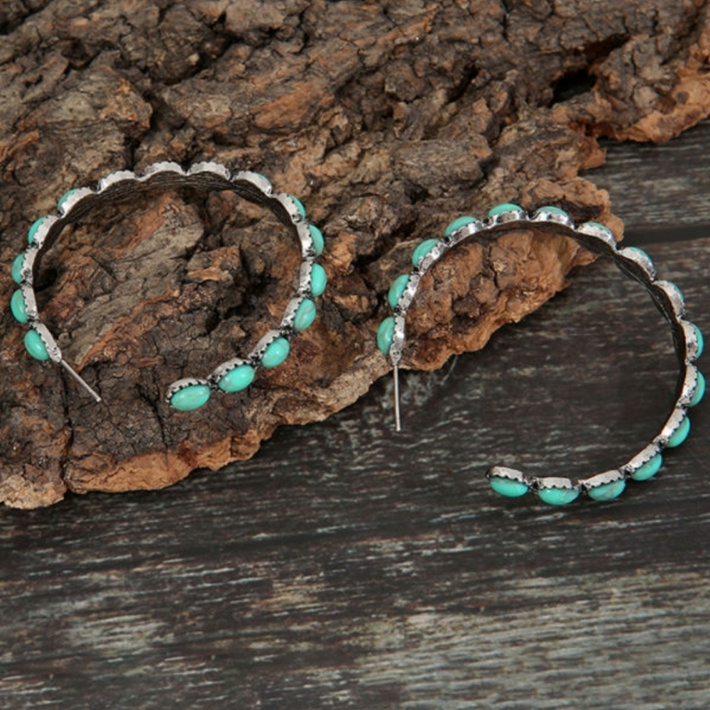 ๐๐HP๐๐ Turquoise C-Shaped Earrings - Picture 5 of 6